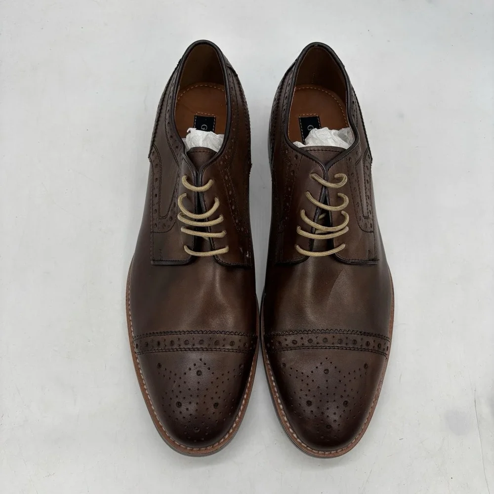 Gordon Rush Medallion Dress Shoes Mens 8.5 Whitaker Derby Full Brogue Cap Toe